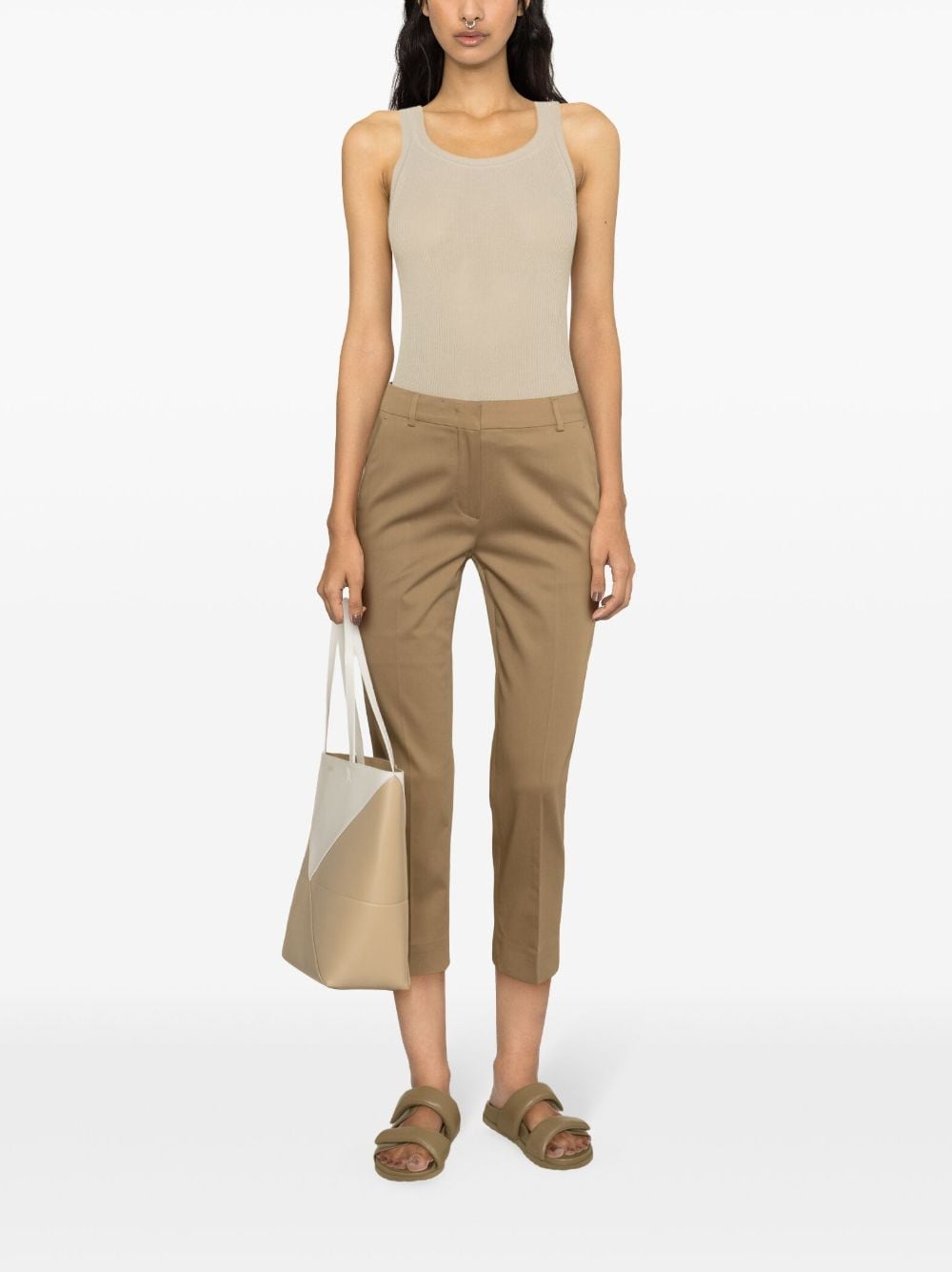 Shop Max Mara Mid-rise Slim-fit Trousers In Neutrals