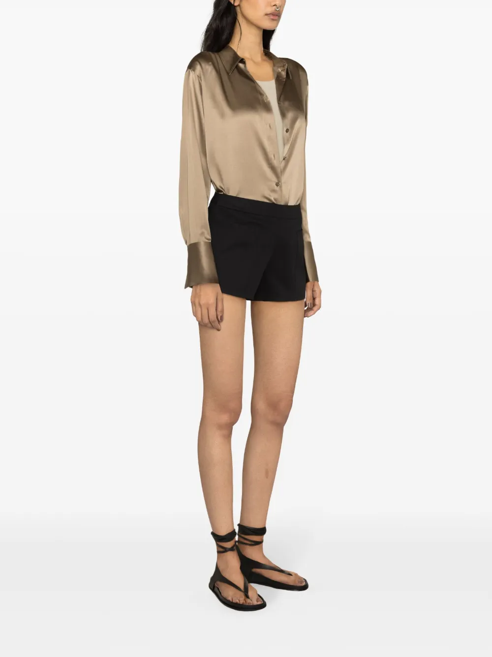 Max Mara Mid-rise Gabardine Shorts In Black