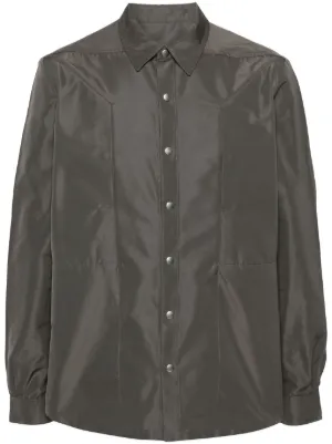 Rick Owens Outershirt レザーシャツジャケット | グレー | FARFETCH JP