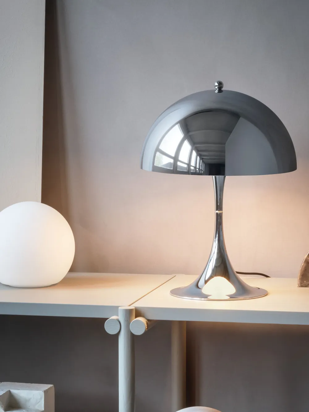 Shop Louis Poulsen Panthella 250 Led Table Lamp In Silver