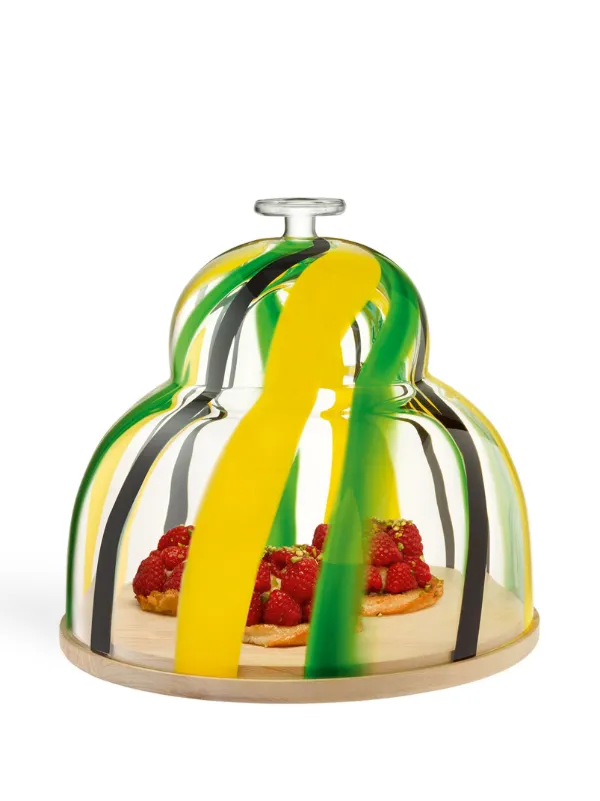 LSA International Folk Glass Dome And Base (30cm) | Yellow
