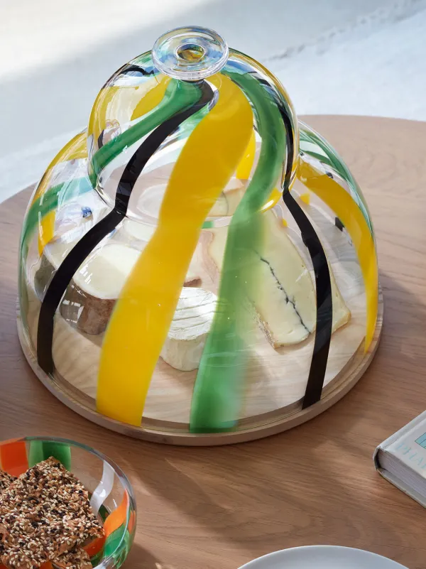LSA International Folk Glass Dome And Base (30cm) | Yellow