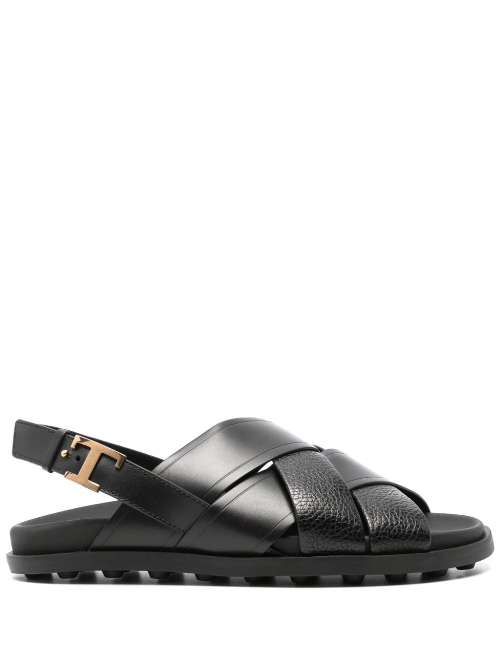 Tod's Logo-buckle Leather Sandals In Black