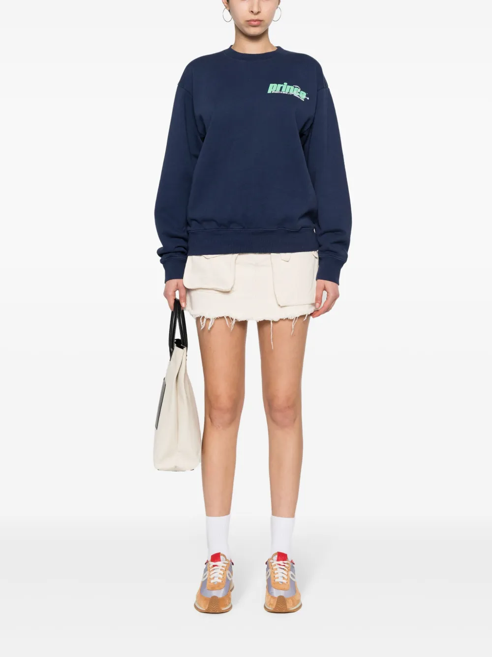 Sporty & Rich Katoenen sweater met logoprint - Blauw