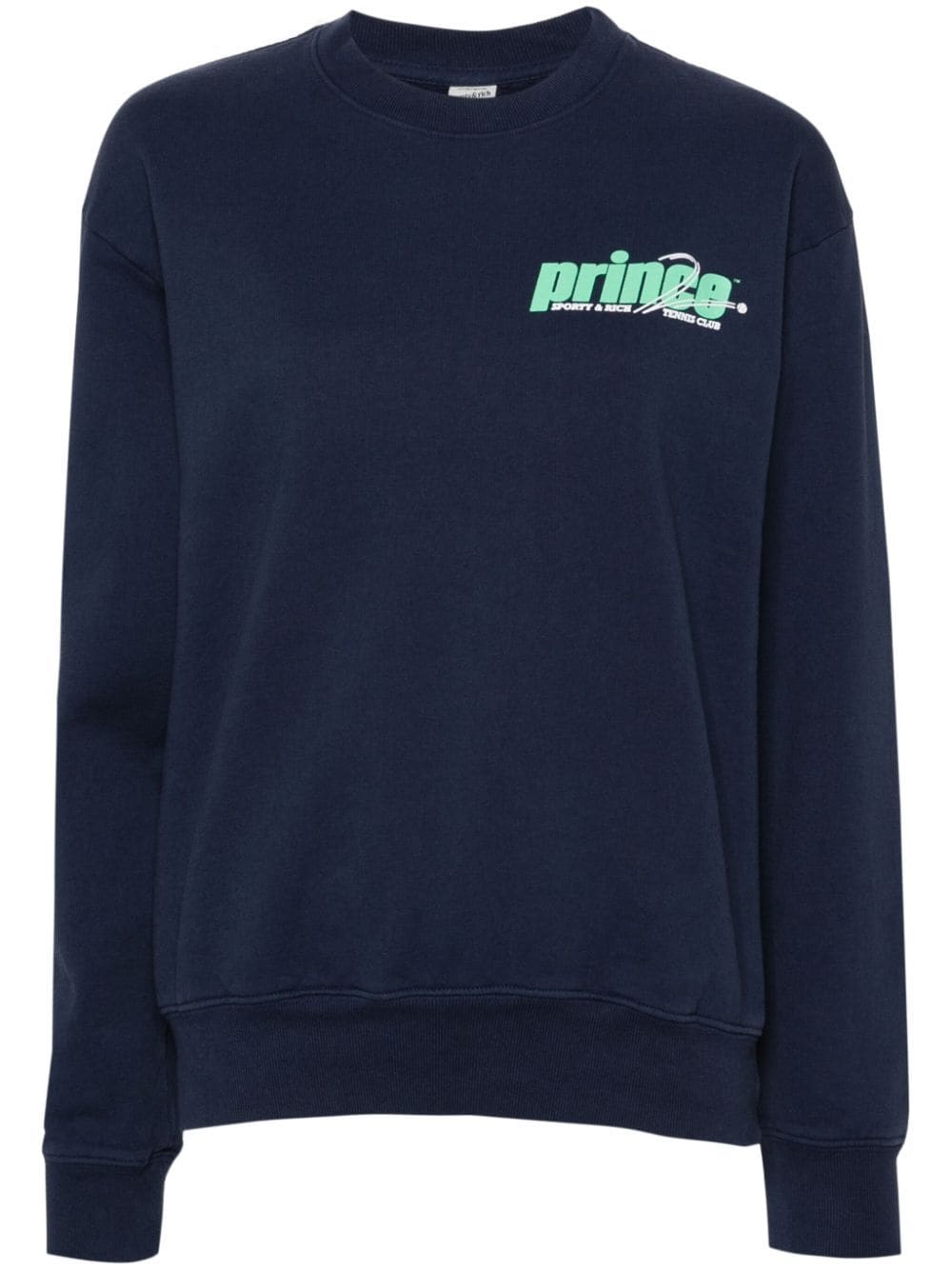 Sporty And Rich Logo-print Cotton Sweatshirt In Blue