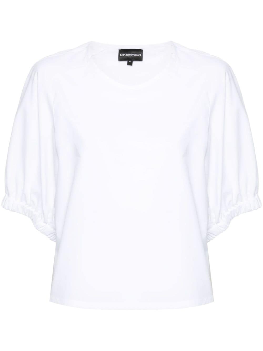 Emporio Armani Logo-embroidered Poplin Blouse In White