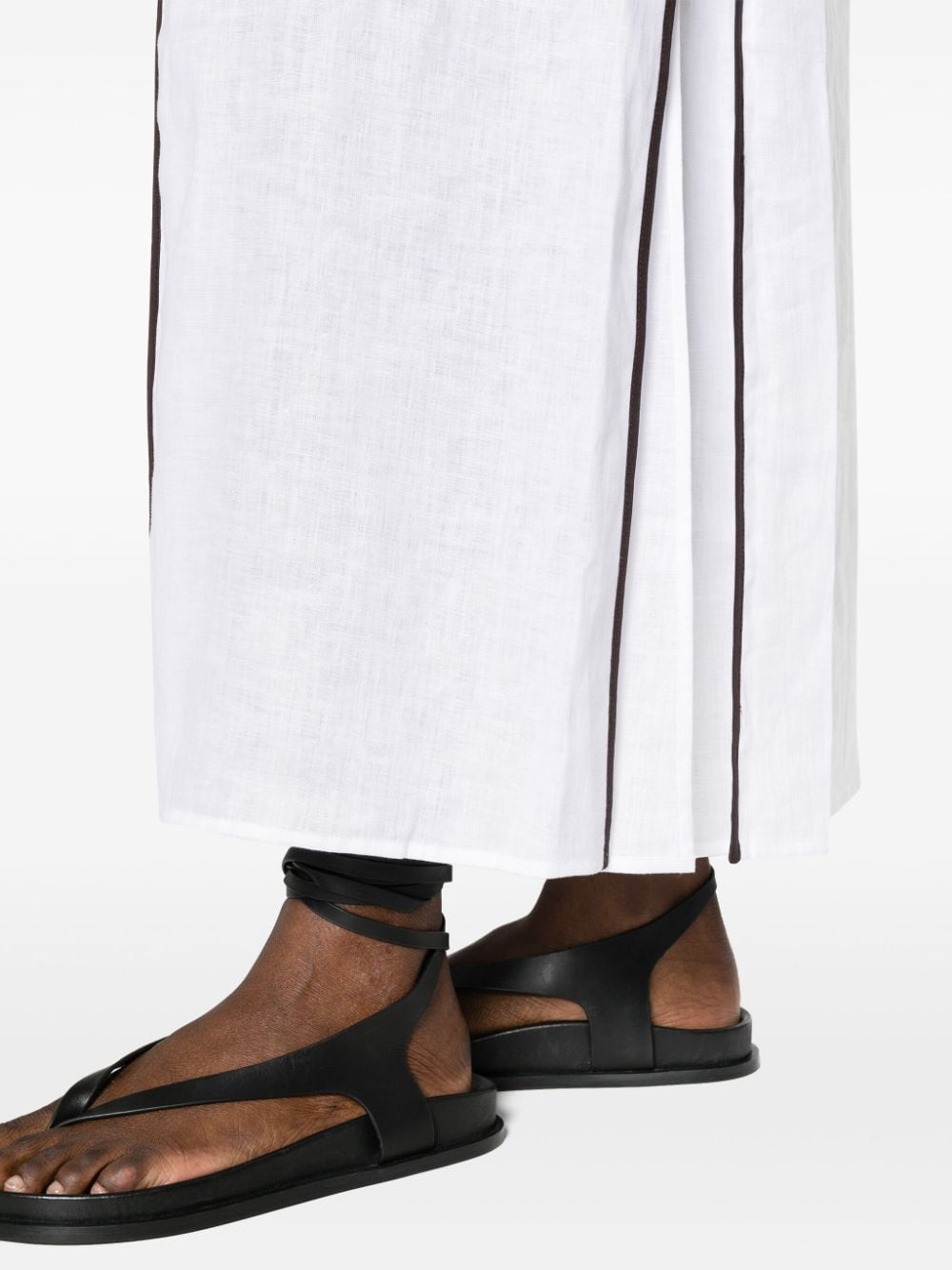 Shop Tory Burch Contrasting-trim Linen Maxi Caftan In White