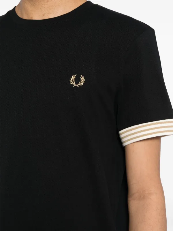 Fred Perry logo embroidered Cotton T shirt Black FARFETCH AO