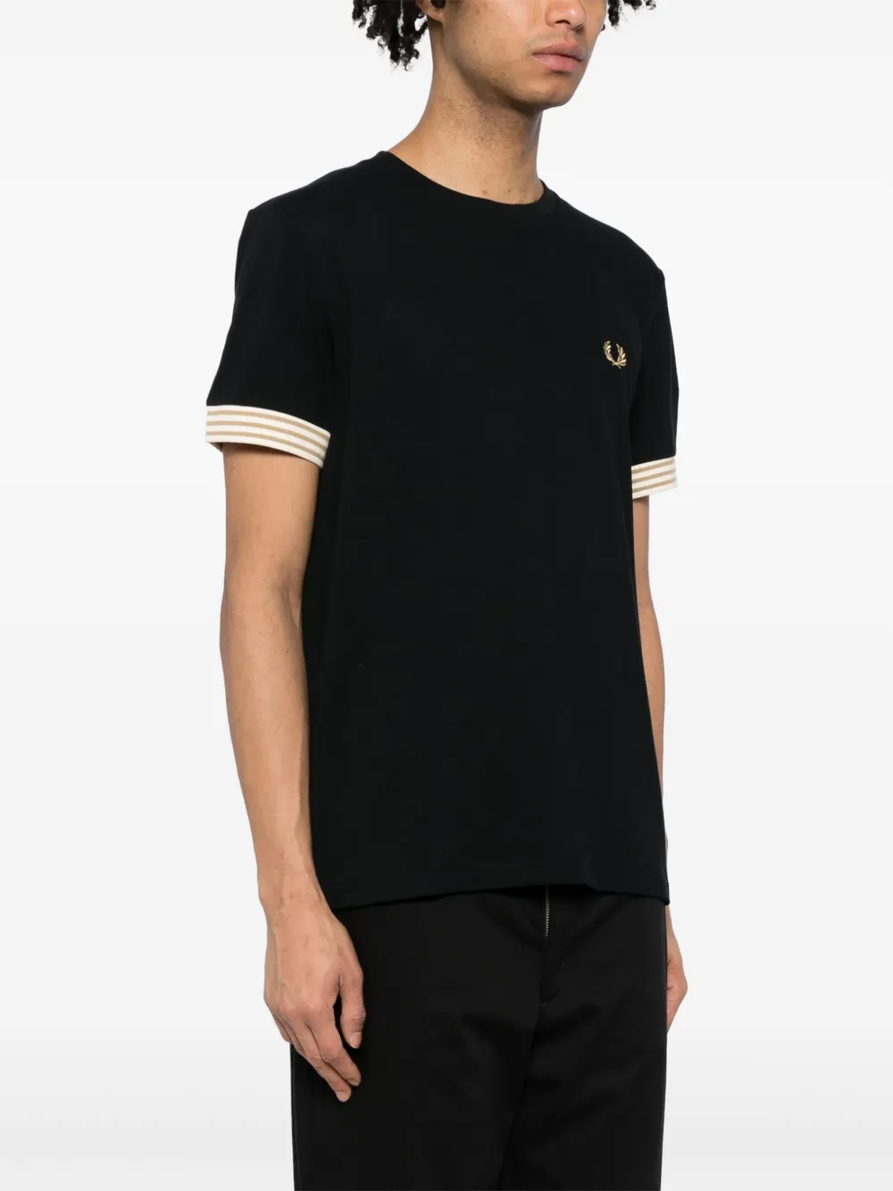 Shop Fred Perry Logo-embroidered Cotton T-shirt In Black