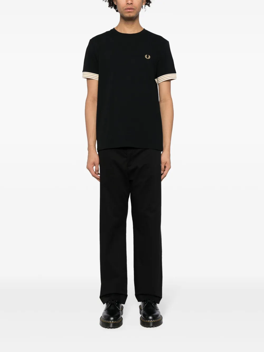 Shop Fred Perry Logo-embroidered Cotton T-shirt In Black