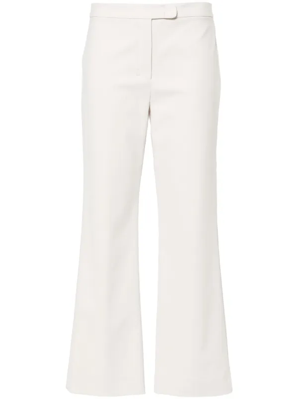 Max Mara FOLGORE スリム フィット パンツ ホワイト トラウザー 3/60オーガニックウールサバイバルクロス / ワイドカーペンター