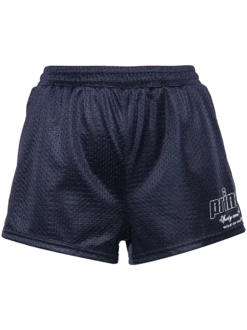 Sporty & Rich logo-printed mesh mini shorts