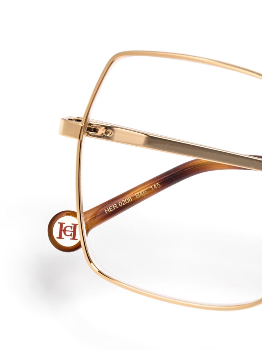 Shop Carolina Herrera Her 206 Square-frame Glasses In Gold