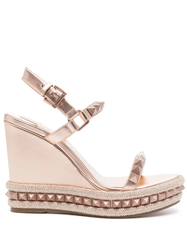 Christian Louboutin Pyraclou 110mm Wedge Sandals Pink FARFETCH