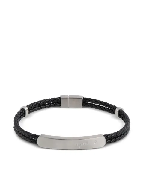 agnès b.  logo-engraved leather bracelet