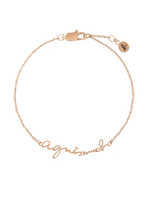 agnès b.  pulsera bañada en oro con placa del logo