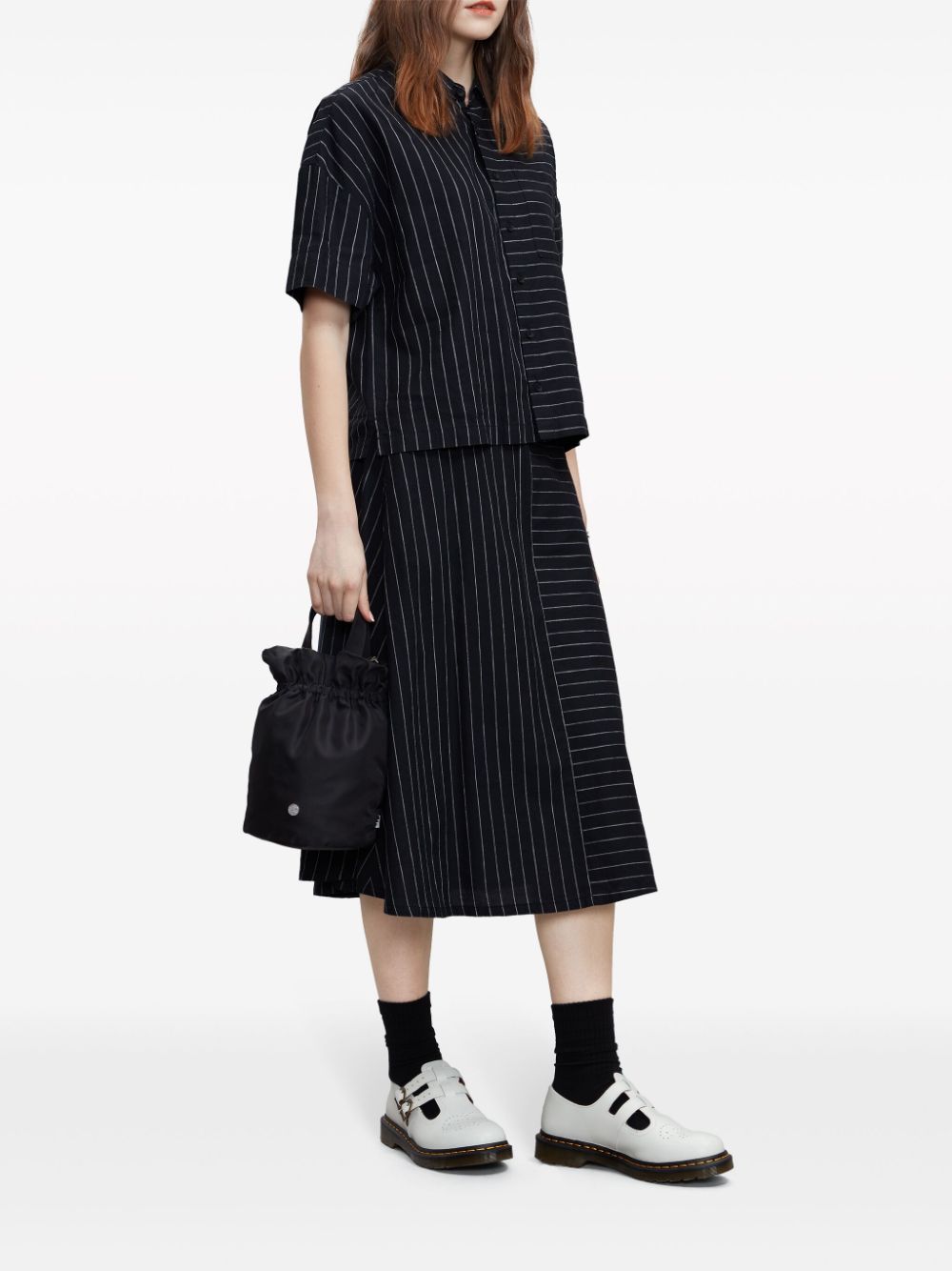 Shop Sport B. By Agnès B. Pinstripe Midi Skirt In Black