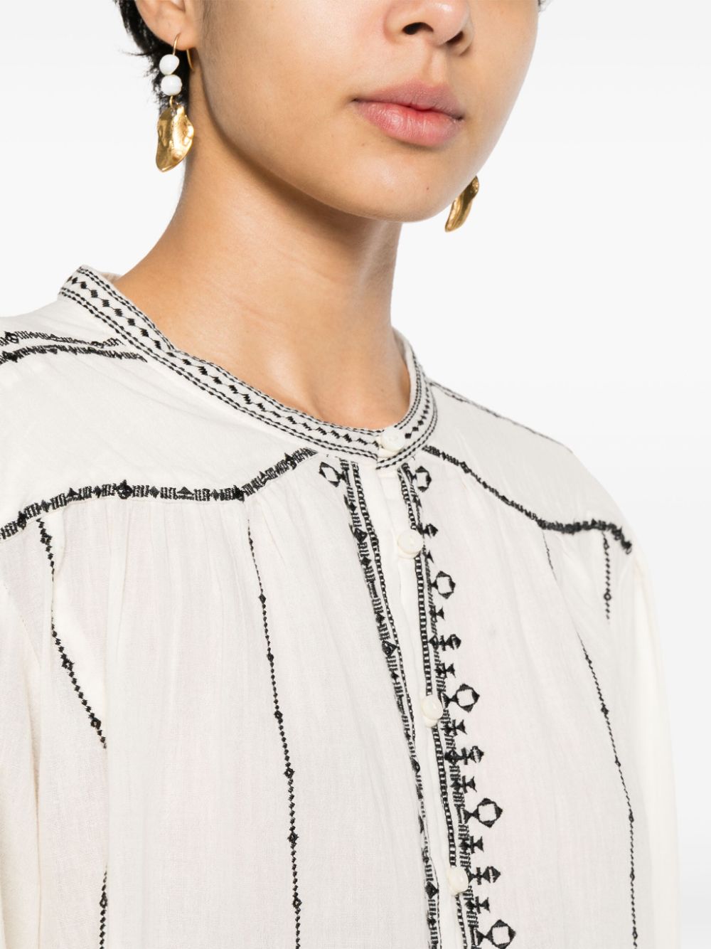 MARANT ÉTOILE Pelson blouse met borduurwerk Beige