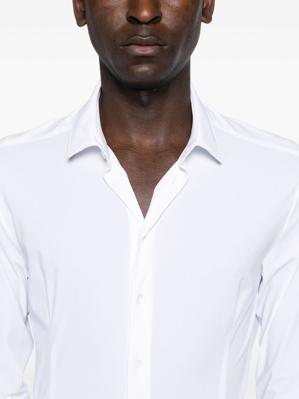 Shop Patrizia Pepe Classic-collar Long-sleeve Shirt In White