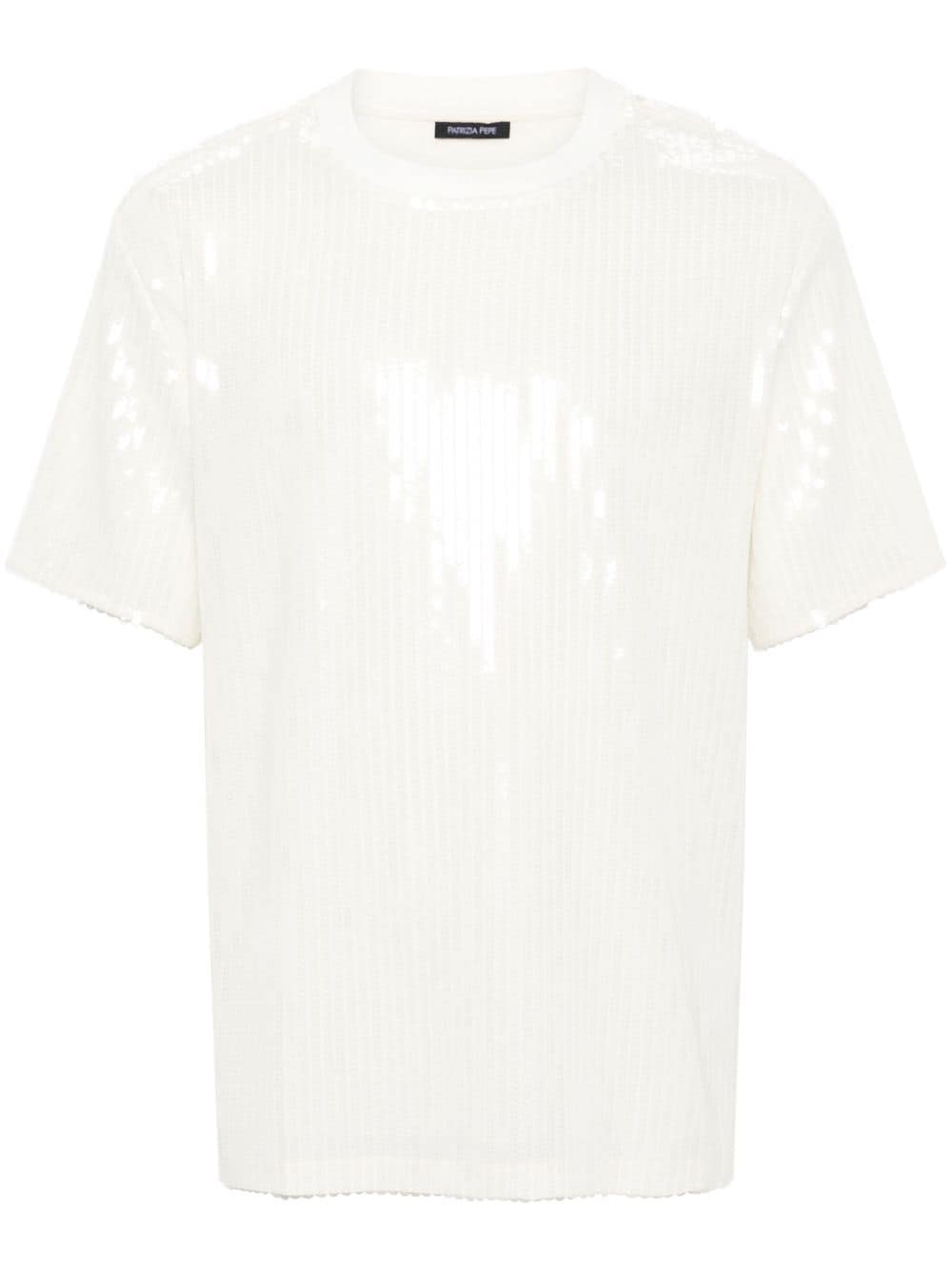 Patrizia Pepe Sequined Short-sleeve T-shirt In White