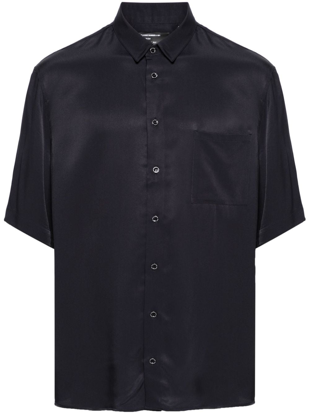Patrizia Pepe Short-sleeve Textured Shirt In Black