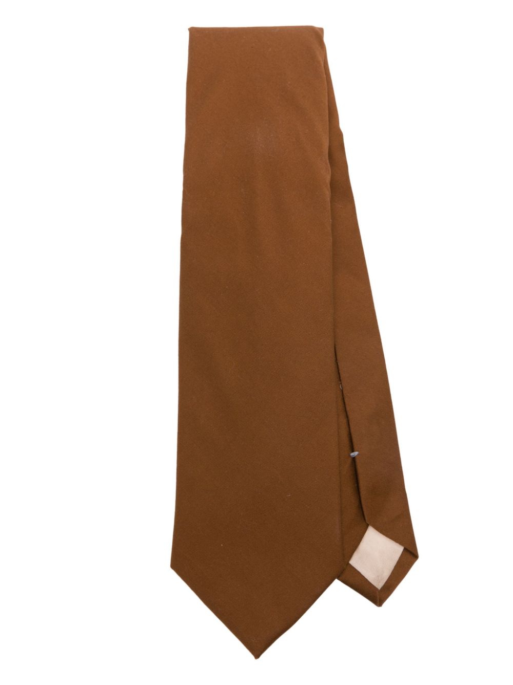 Patrizia Pepe Pointed Twill Tie In Brown