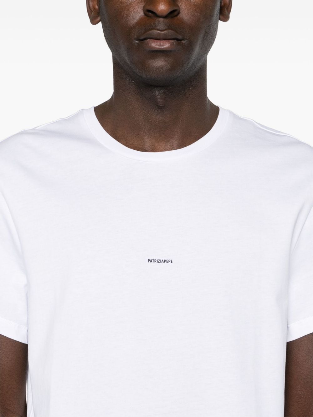 Shop Patrizia Pepe Logo-print Cotton T-shirt In White