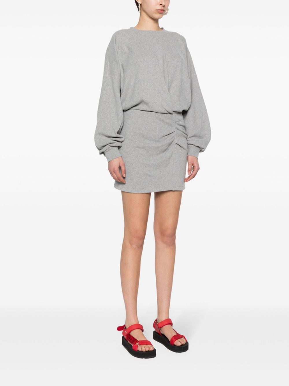 Shop Marant Etoile Samuela Cotton Dress In Grey