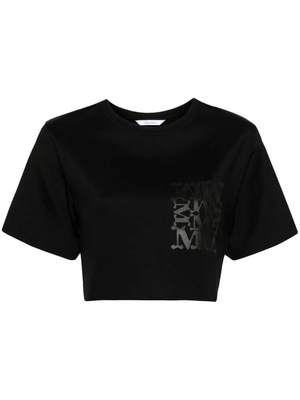 Max Mara Mexico Cropped T-shirt In Black Jersey In Black