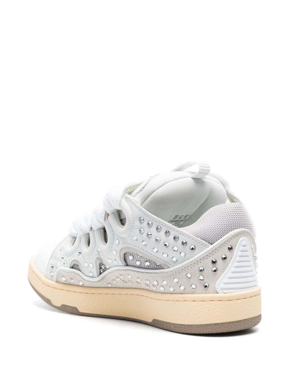 Shop Lanvin Curb Rhinestone-embellished Sneakers In White