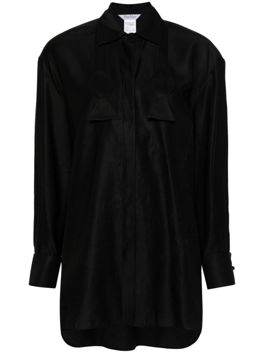Max Mara Bow-detail Cotton Shirt In Black