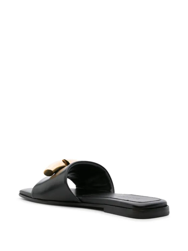 LANVIN Size 8 Black Leather Thong Sandals LANVIN Black Suede T-Strap Sandals Size 8 IT 38 Very Good  main image 3