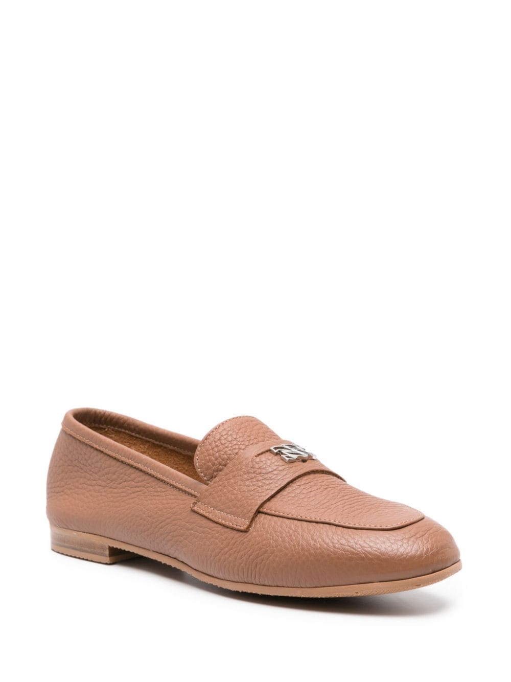 Shop Casadei Antilope Leather Loafers In Brown