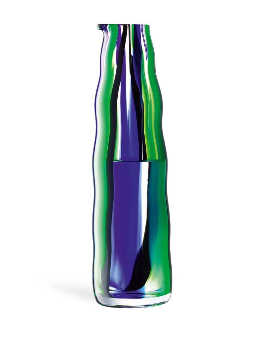 Lsa International Folk Striped Glass Vase (30cm X 8cm) In Green