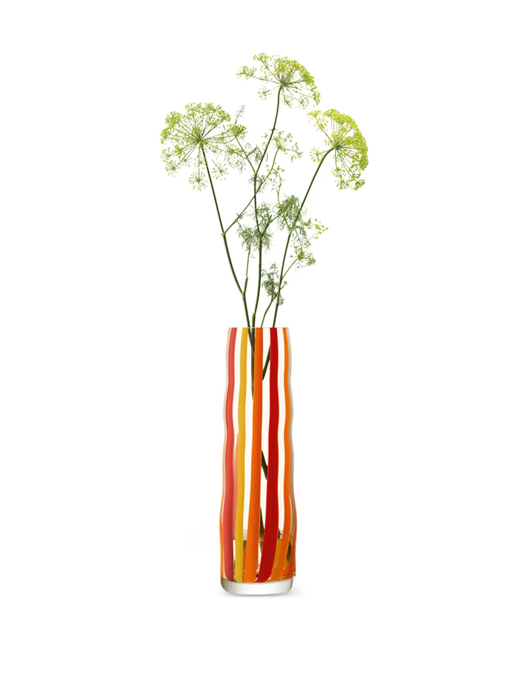 Shop Lsa International Folk Striped Glass Vase (31cm X 9cm) In Red