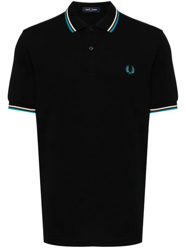 Fred Perry ポロシャツ XL ブラック ホワイト 刺繍ロゴ