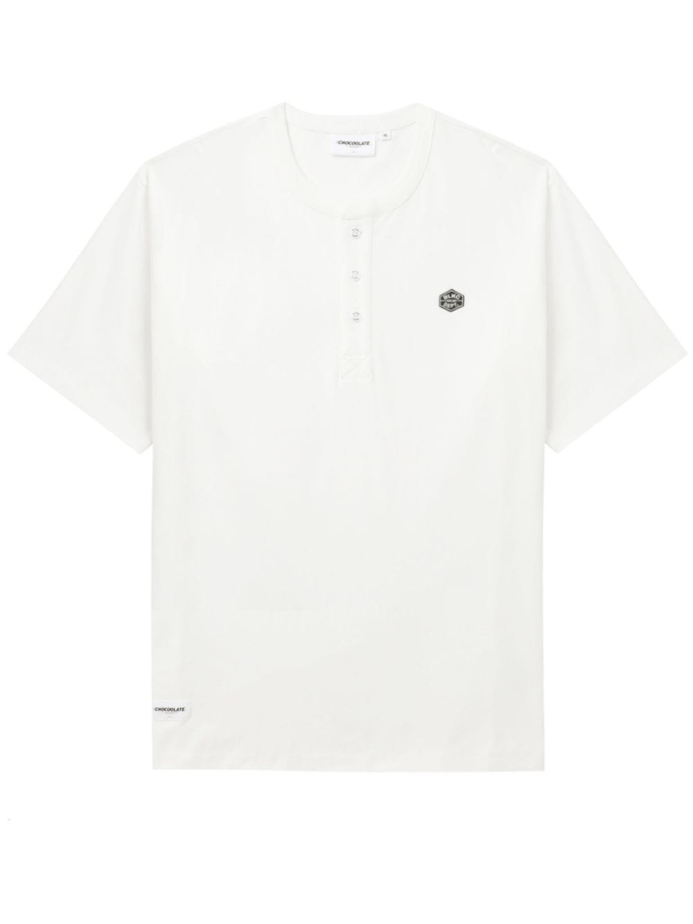 Chocoolate Logo-patch Cotton Henley T-shirt In Weiss