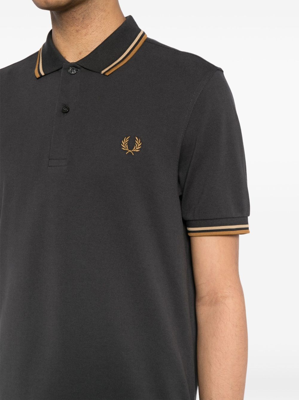 Shop Fred Perry Twin Tipped Polo Shirt In Grey