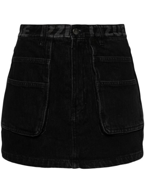 izzue logo-waistband denim mini shorts