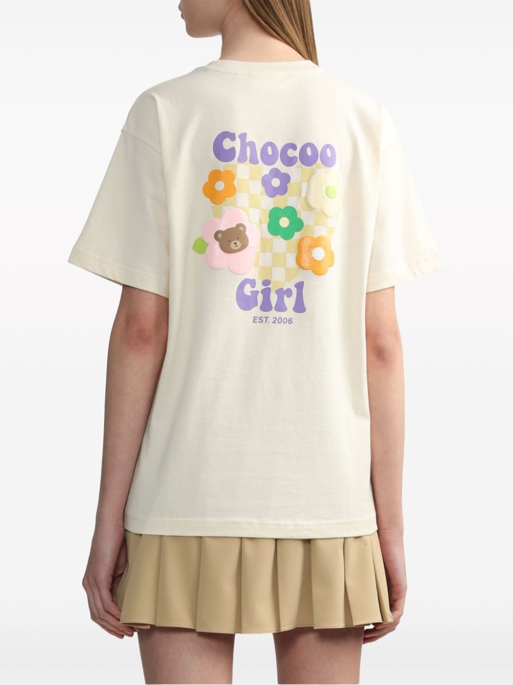 CHOCOOLATE T-shirt met tekst Beige