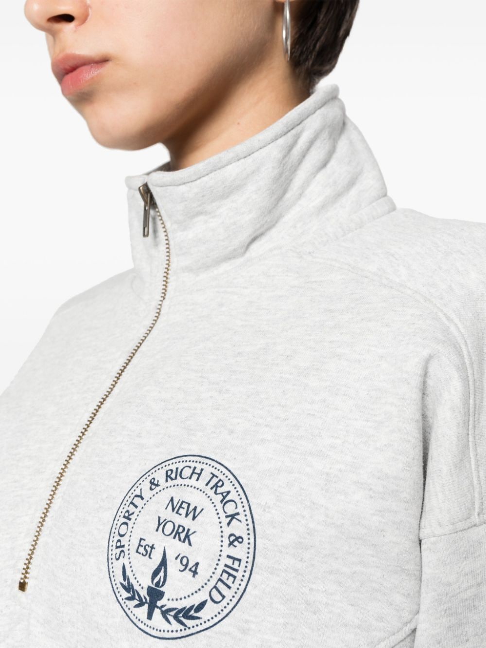 Shop Sporty And Rich Logo-print Sweatshirt In Grey