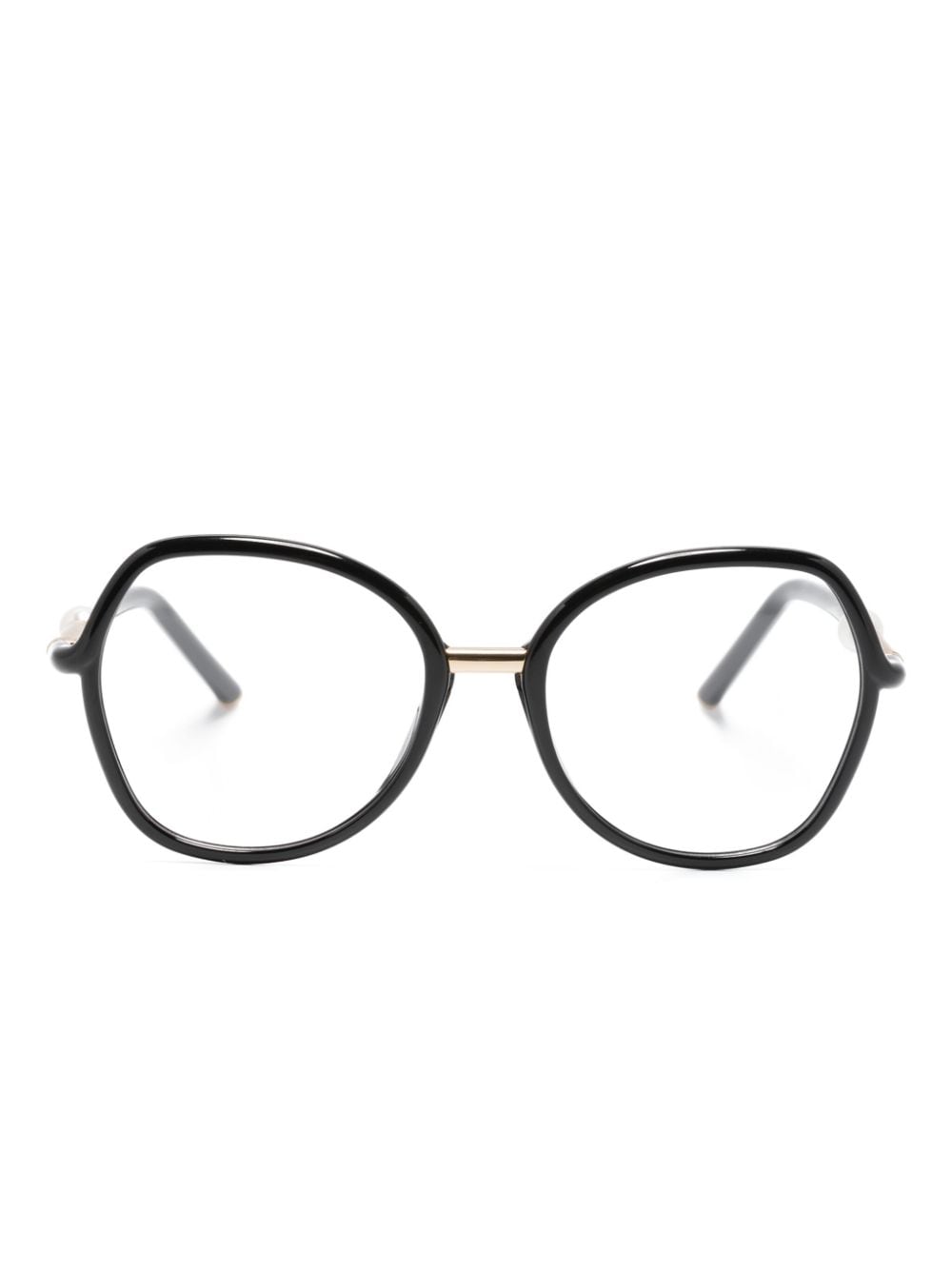 Carolina Herrera Logo-engraved Butterfly-frame Glasses In Black