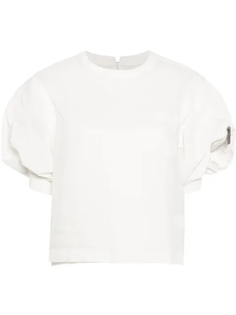 sacai puff-sleeved panelled blouse