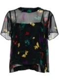 sacai floral-print sheer top - Blue