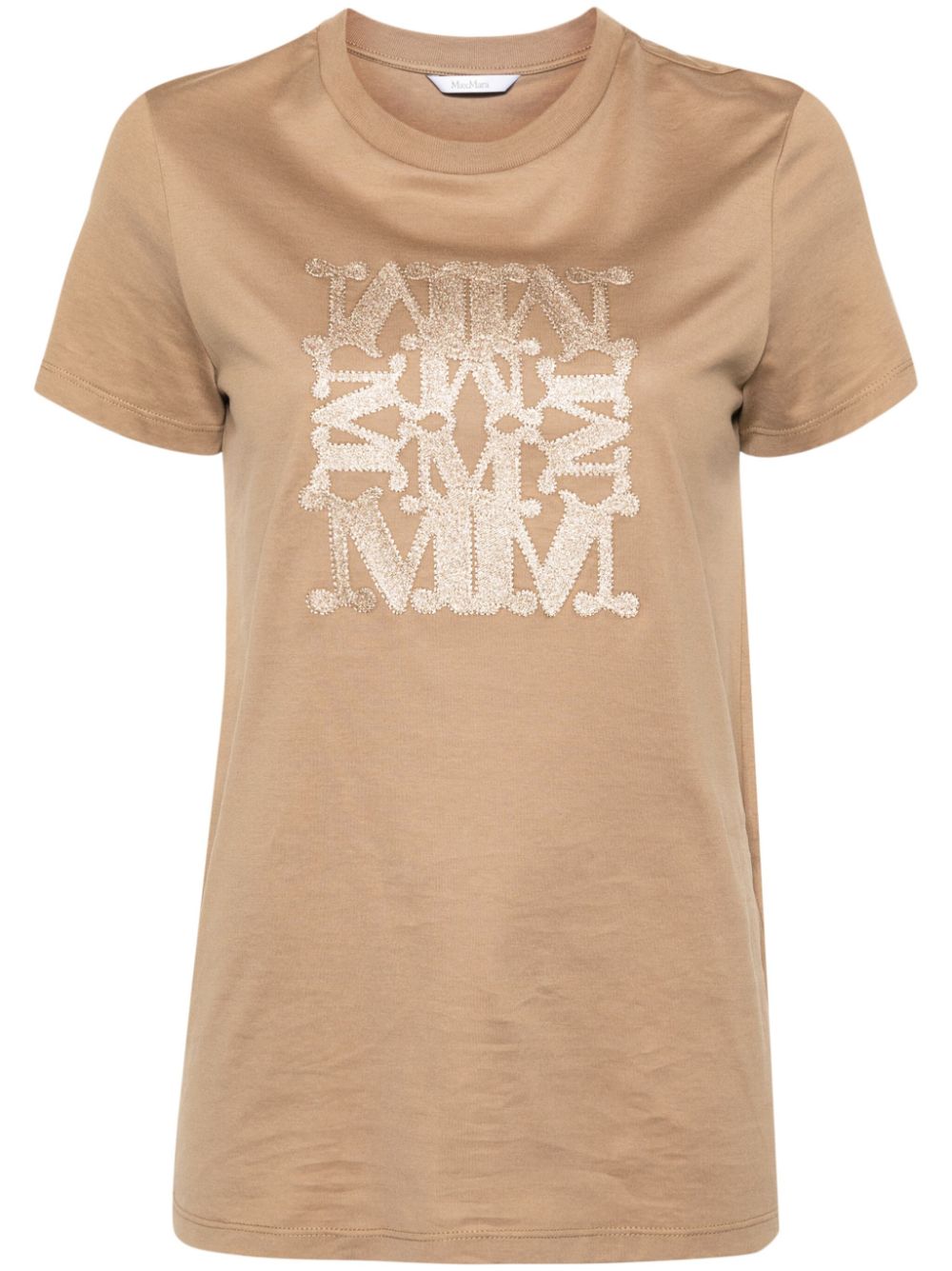 Shop Max Mara Logo-embroidered T-shirt In Brown