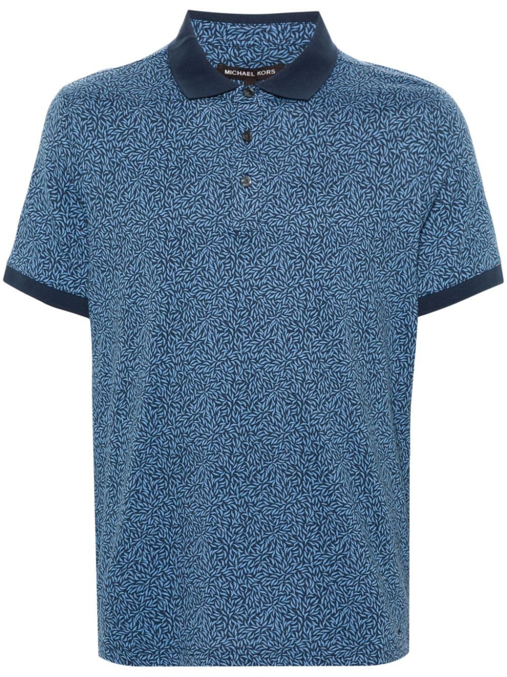 Michael Kors Motif-print Cotton Polo Shirt In Blue