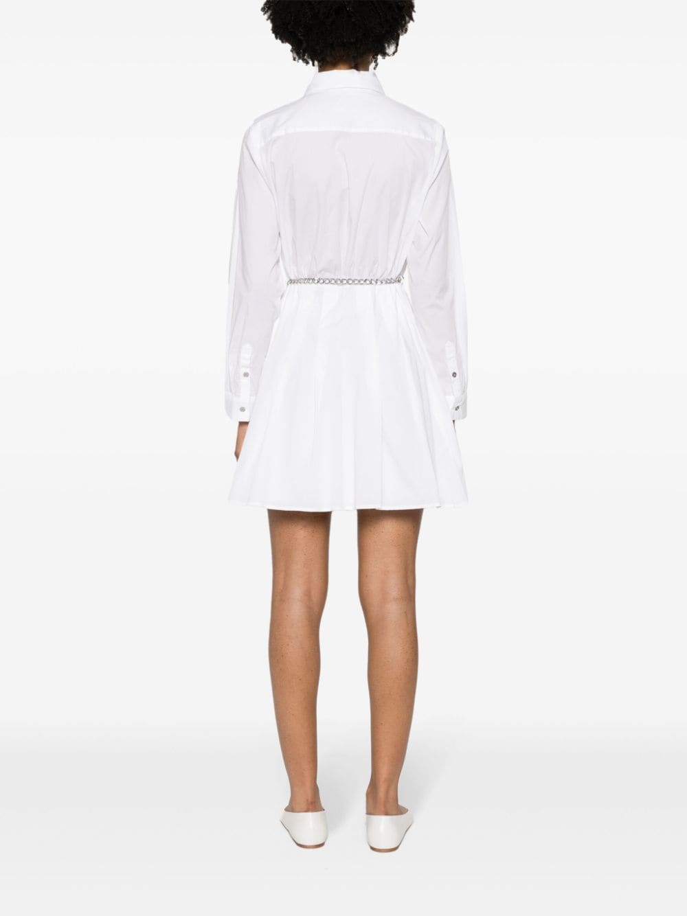 Shop Michael Michael Kors Belted Mini Shirt Dress In Neutrals