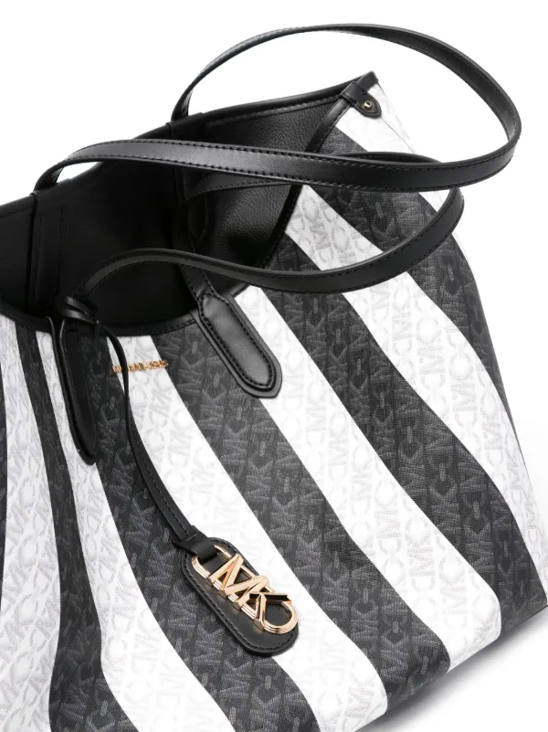 Michael Michael Kors Large Eliza Striped Tote Bag Black FARFETCH CA