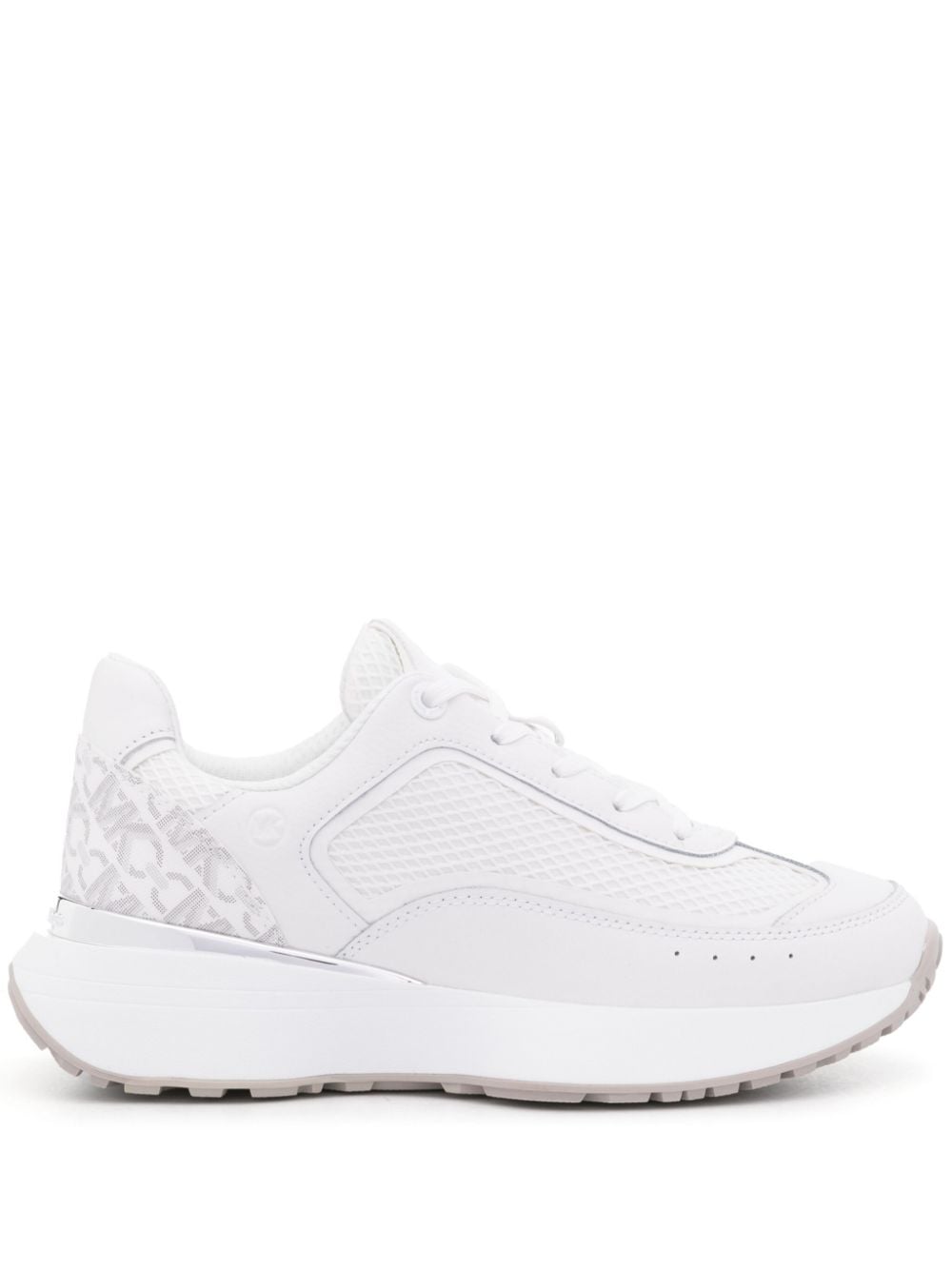 Michael Michael Kors Monogram-panel Leather Trainers In Weiss