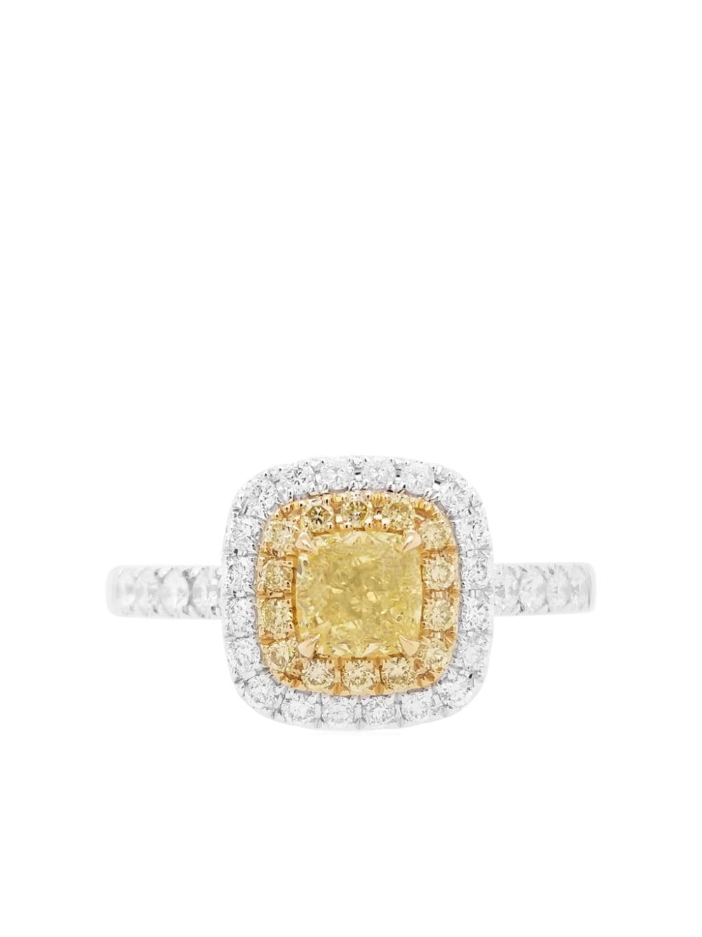 Hyt Jewelry 18kt White Gold Yellow And White Diamonds Ring